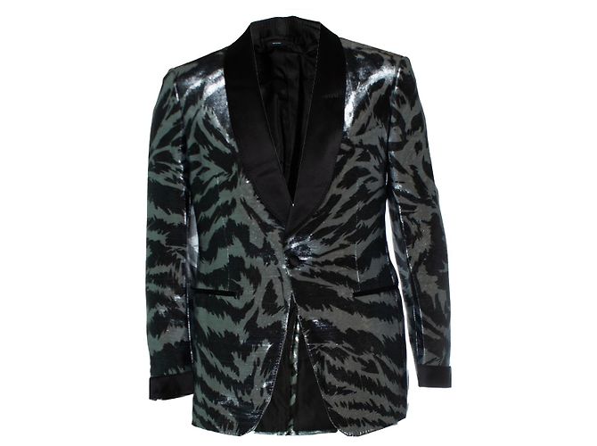 Chaqueta de esmoquin metálica Atticus Zebra de Tom Ford Negro Plata