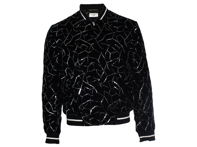 Giacca bomber argento Teddy tangle Saint Laurent 2019 Nero