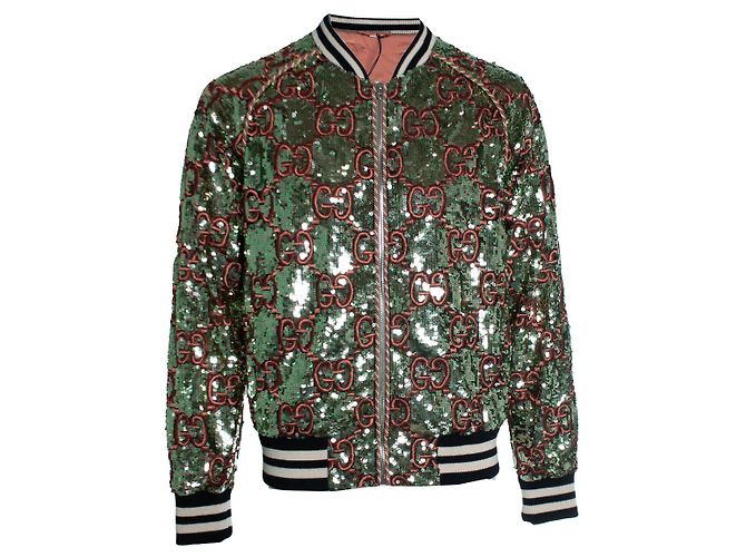 Gucci, Bomber interamente in paillettes oro e rosa D'oro