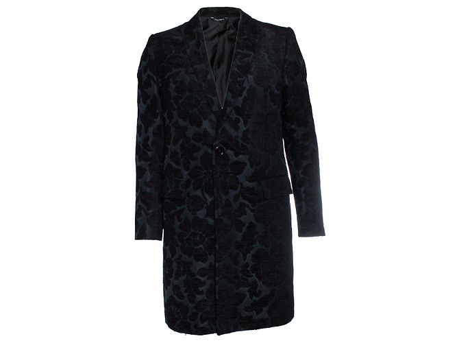 Dolce & Gabbana, Black jacquard woven coat