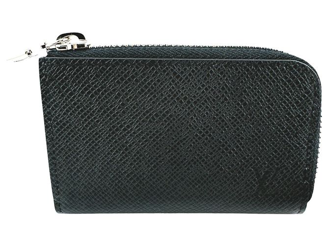 Louis Vuitton Taiga Coin Purse Black Grey
