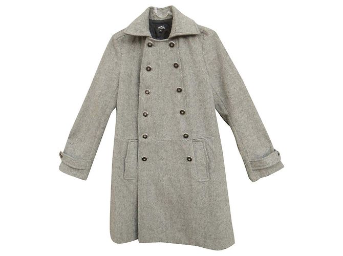 Abrigo de tweed de lana gris Apc