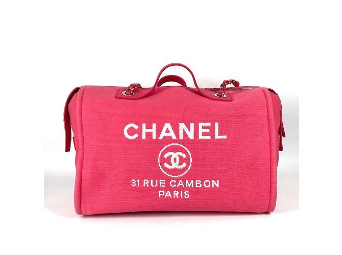 Bolsa Boston Deauville com logo CC Coco Mark AS4166 da Chanel Rosa