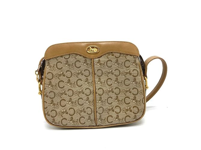 Céline Celine C Macadam Shoulder Bag Beige