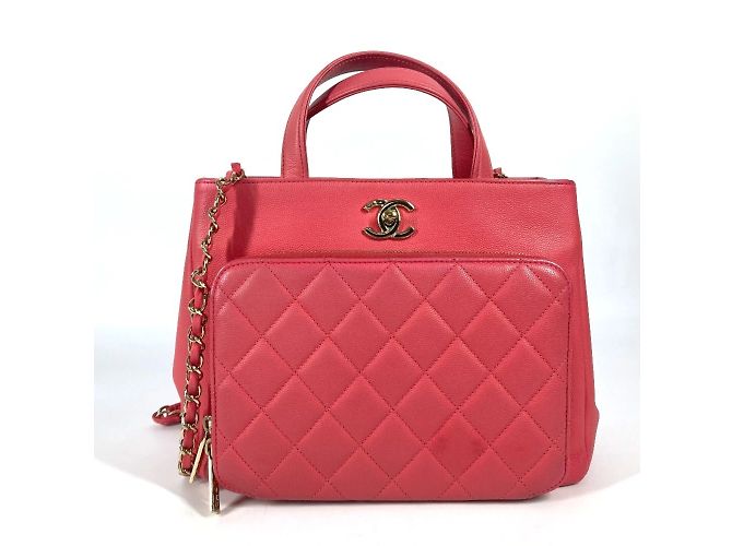 Bolso tote de piel de ternera granulada rosa Chanel A93750