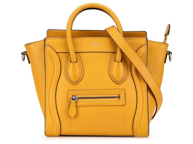 Luggage Céline Celine Amarelo Nano Couro Bolsa de Viagem Mostarda