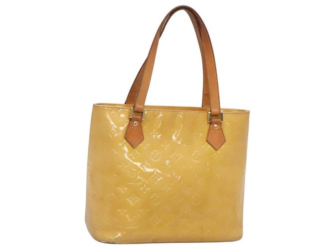 LOUIS VUITTON Monogram Vernis Houston Sac à Main Beige M91004 LV Auth hk2531