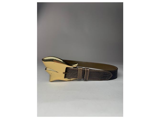 Vintage Gianni Versace Leather belt brown Khaki
