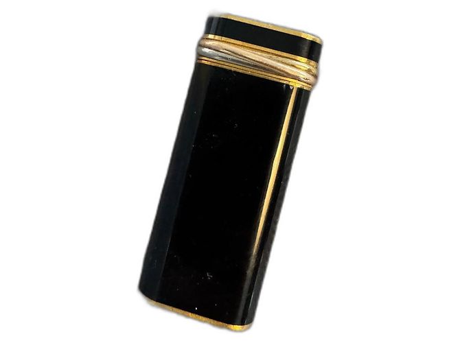 Cartier Trinity Oval Logo Gas Lighter Black Gold