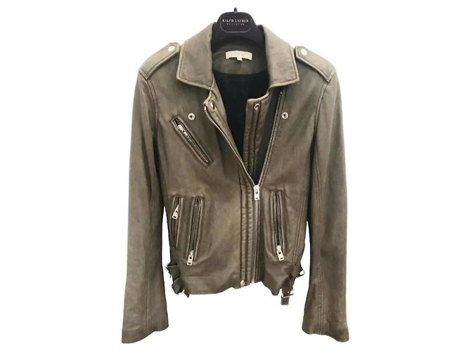 Jaqueta Biker de couro IRO caqui
