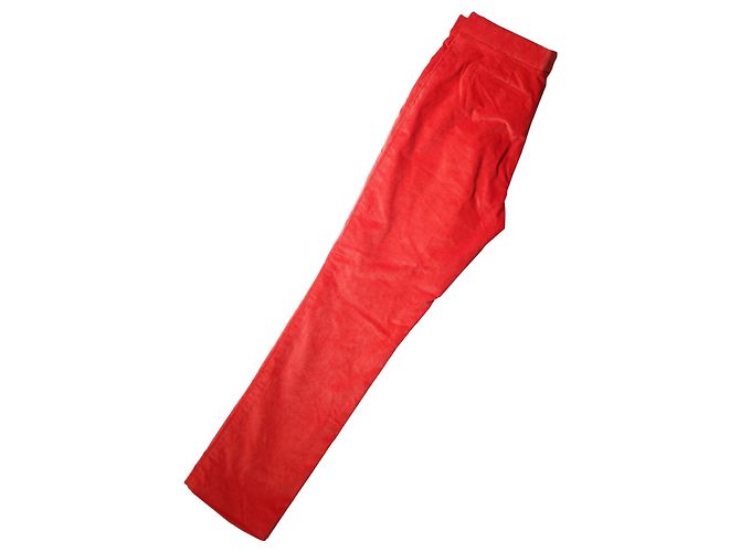 Calças de veludo vermelho Gianni Versace