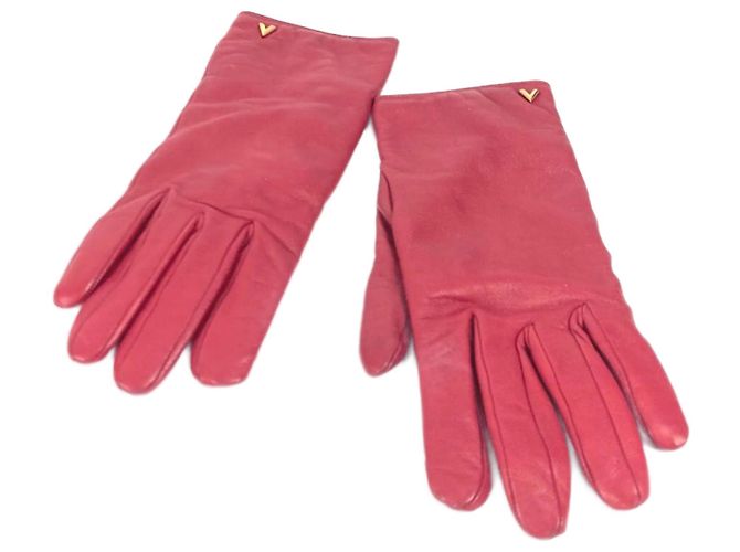 Guantes de cuero rojo Louis Vuitton Roja