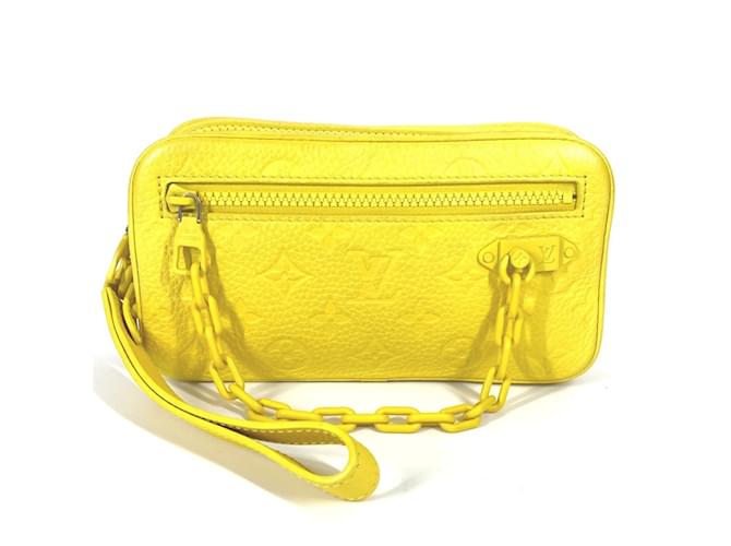Louis Vuitton Monogram Empreinte Pochette Volga Clutch Bag Yellow Leather  ref.2205939