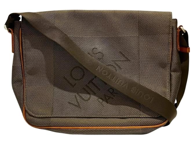 Louis Vuitton Damier Geant Petit Message Shoulder Bag Brown Leather Cloth  ref.2206511