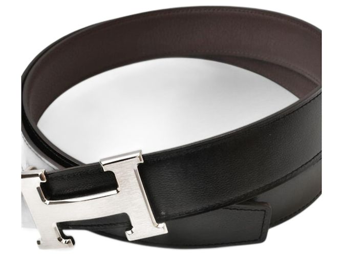 Cinto reversível Hermès em preto e chocolate