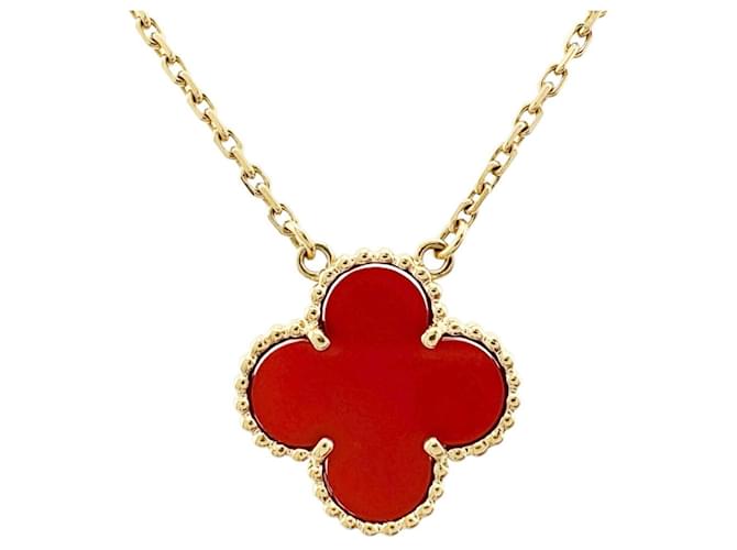 Collier Pendentif en Cornaline 18K Alhambra de Van Cleef & Arpels Jaune  ref.2206601