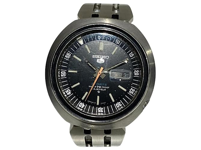 Seiko 5 Sports 6106-6040 Automatic Black Dial Watch  ref.2206842