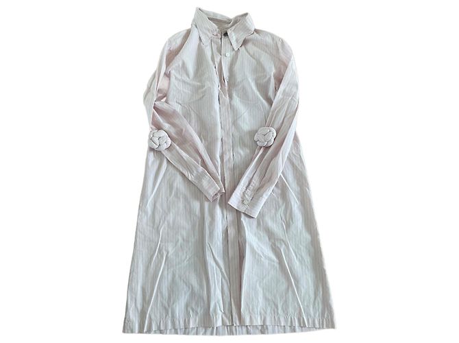 Abito chemise Chanel in cotone a righe rosa