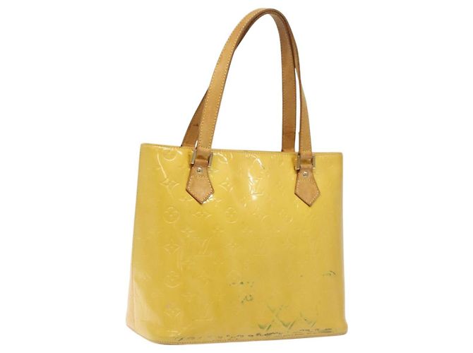 LOUIS VUITTON Sac à main Monogram Vernis Houston Jaune Citron M91055 LV Auth 119005
