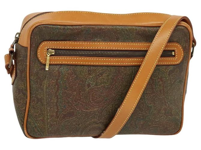 ETRO Borsa a Spalla Paisley PVC Marrone Oro Auth am8284 D'oro
