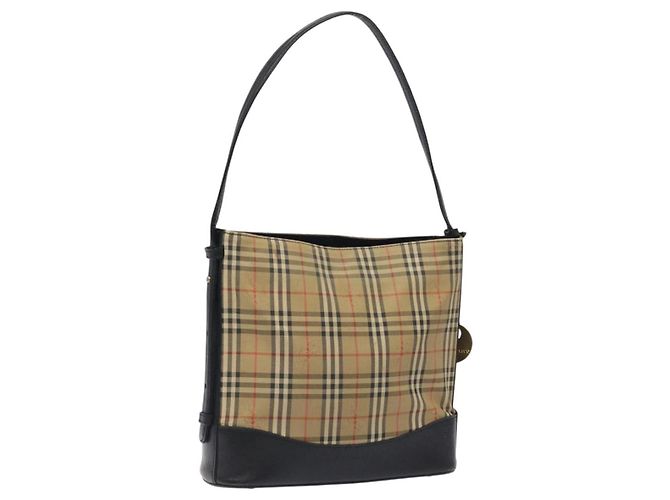 Bolso de Hombro Nova Check Burberry Canvas Beige Auth 120468