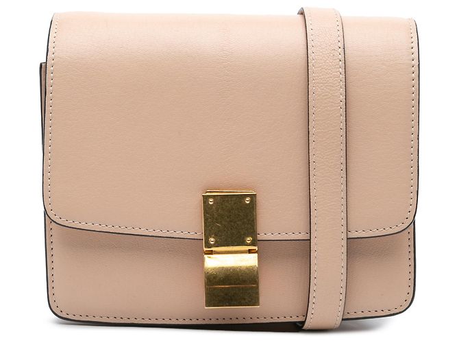 Classic Box Céline Celine Caixa Clássica Pequena de Couro de Bezerro Rosa