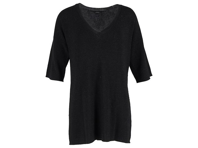 Joseph Knit V-Ausschnitt Pullover in schwarzem Lurex