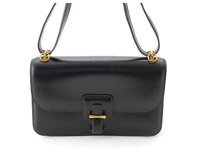 Hermès Borsa a spalla in vitello box nero Hermes Dolly