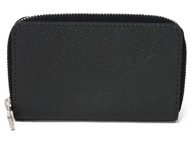 Louis Vuitton Taiga Zipper Coin Purse Black Grey Leather  ref.2209018
