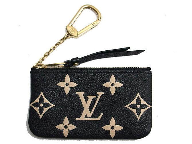 Louis Vuitton Monogram Empreinte Coin Purse Black Multiple colors Beige