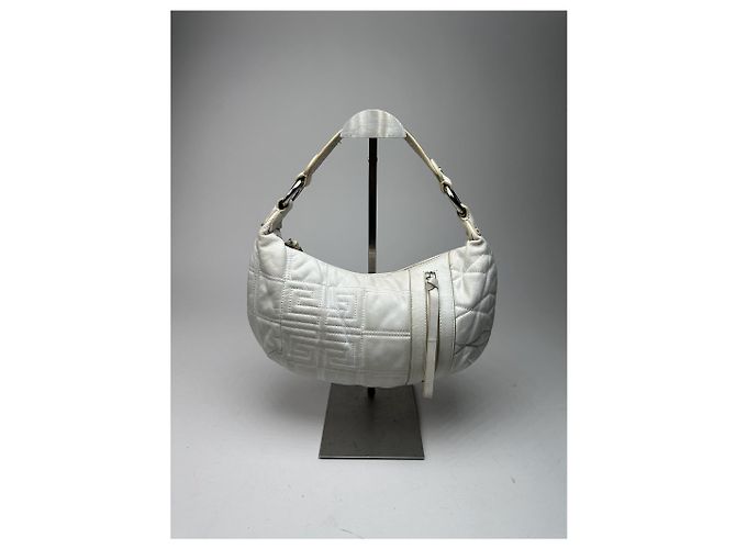 Vintage Givenchy Baumwoll-Leder Tasche weiß