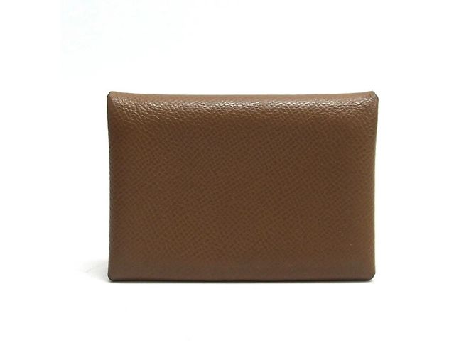 Monedero bi-fold Calvi Duo de Hermès Castaño