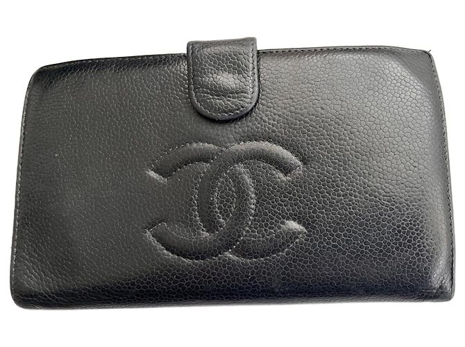 Chanel Timeless Caviar leather wallet black