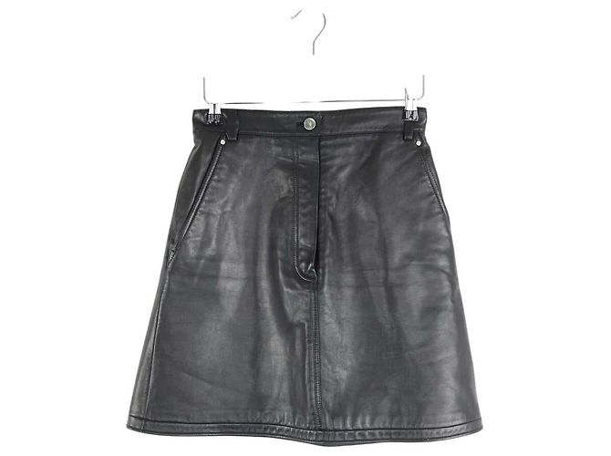 Carven Black leather mini skirt