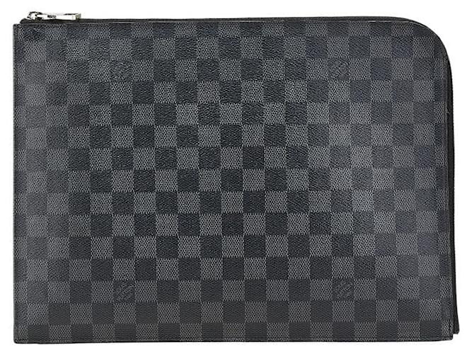 Louis Vuitton Pochette Jour GM Damier Graphite Clutch Bag Black Cloth  ref.2209976