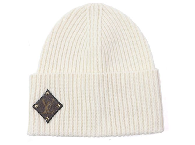 Gorro LV de lã e couro bovino Louis Vuitton Branco