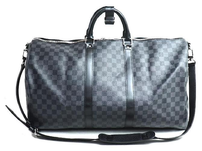 Louis Vuitton Keepall Bandouliere Damier Graphite Boston Bag Black Cloth  ref.2210113