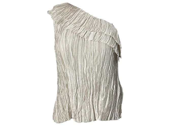Ulla Johnson Ravenna One-Shoulder Blouse in White Polyester Cream