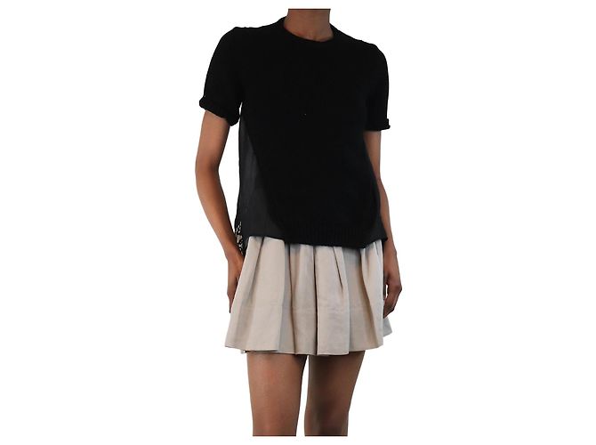 N°21 Pull en dentelle florale noir à dos ouvert - taille UK 8