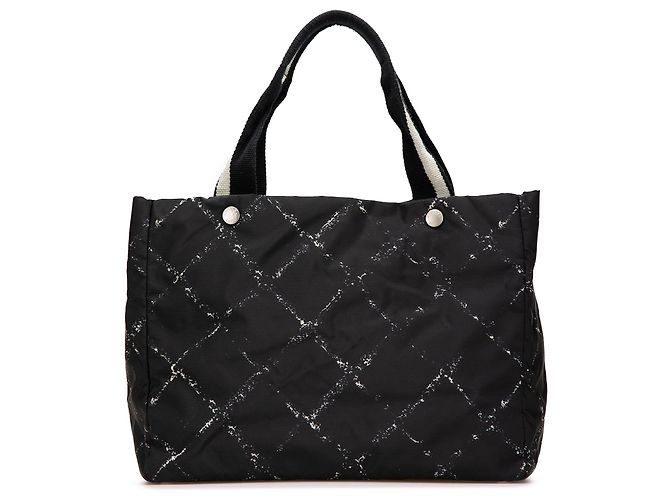 Chanel Borsa in Nylon della Vecchia Linea di Viaggio Nera Nero