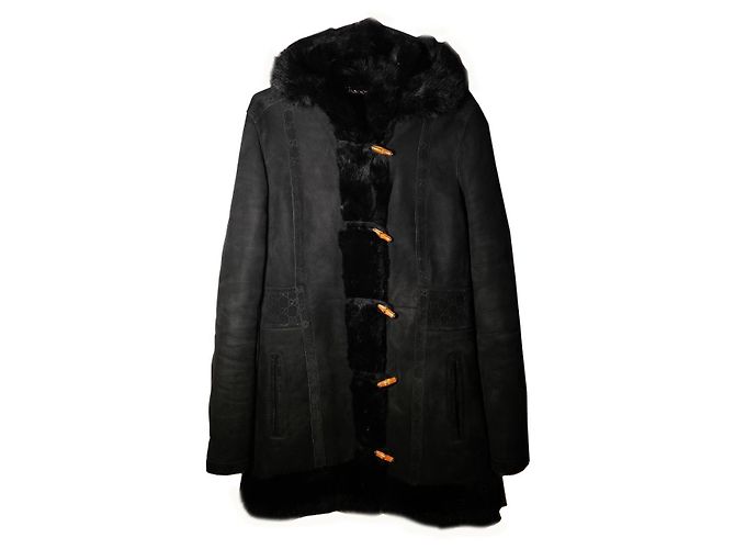 Increíble Abrigo Duffle de Shearling Gucci Negro