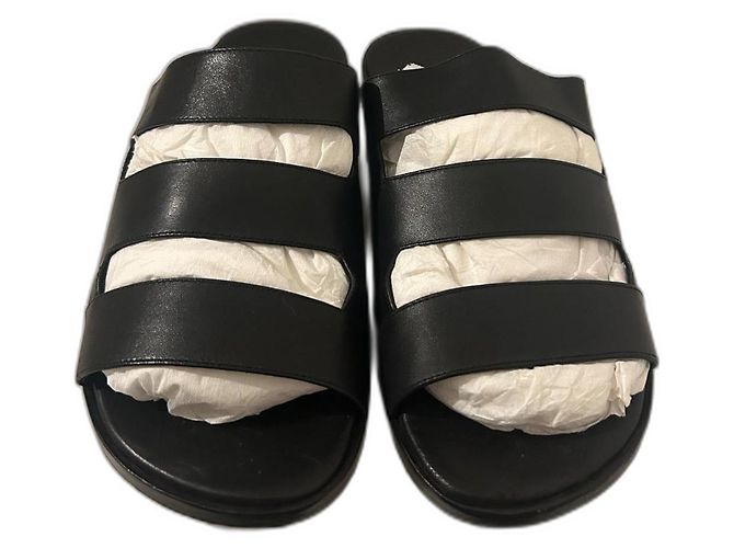 Hermès leather sandals black 3 straps size 39