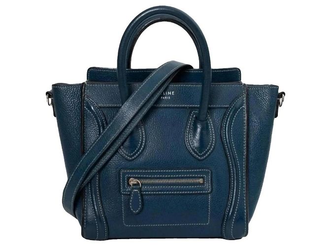 Bolsa Céline Mini Phantom Luggage em couro azul Azul escuro