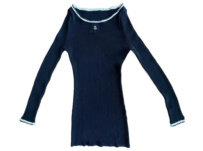 Pull Chanel en laine noir avec logo