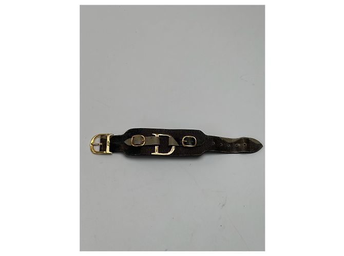 Bracciale in pelle vintage Dior nero e rosso
