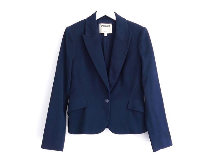 L'Agence Blazer de Algodão Navy da Agência Azul marinho