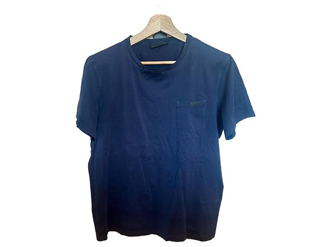 Camiseta Prada Azul Marinho de Algodão com Logo