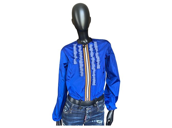 Dsquared2 K-Way slim jacket blue polyamide
