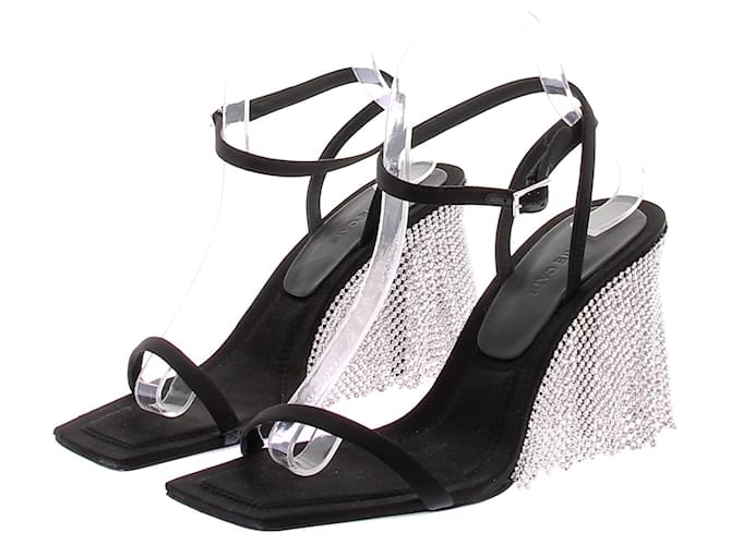 Autre Marque Sandales à talons en satin de soie Black Silk  ref.2211892