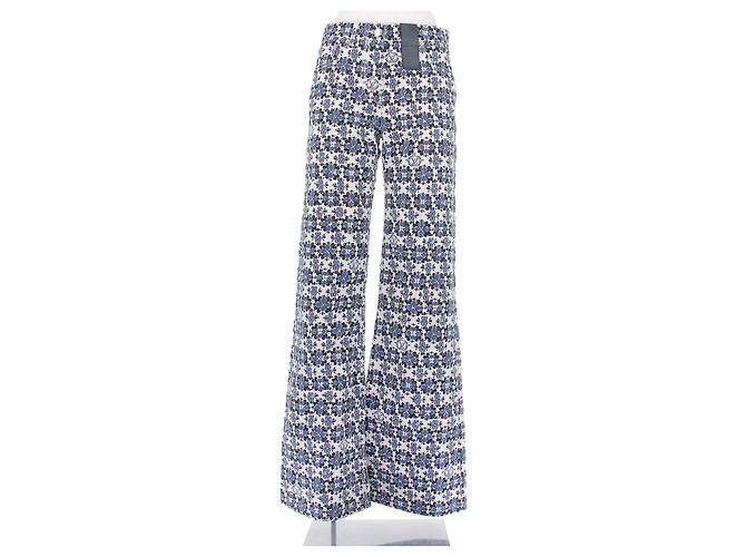 Louis Vuitton Schlaghose Blau Weiß Blumenmuster